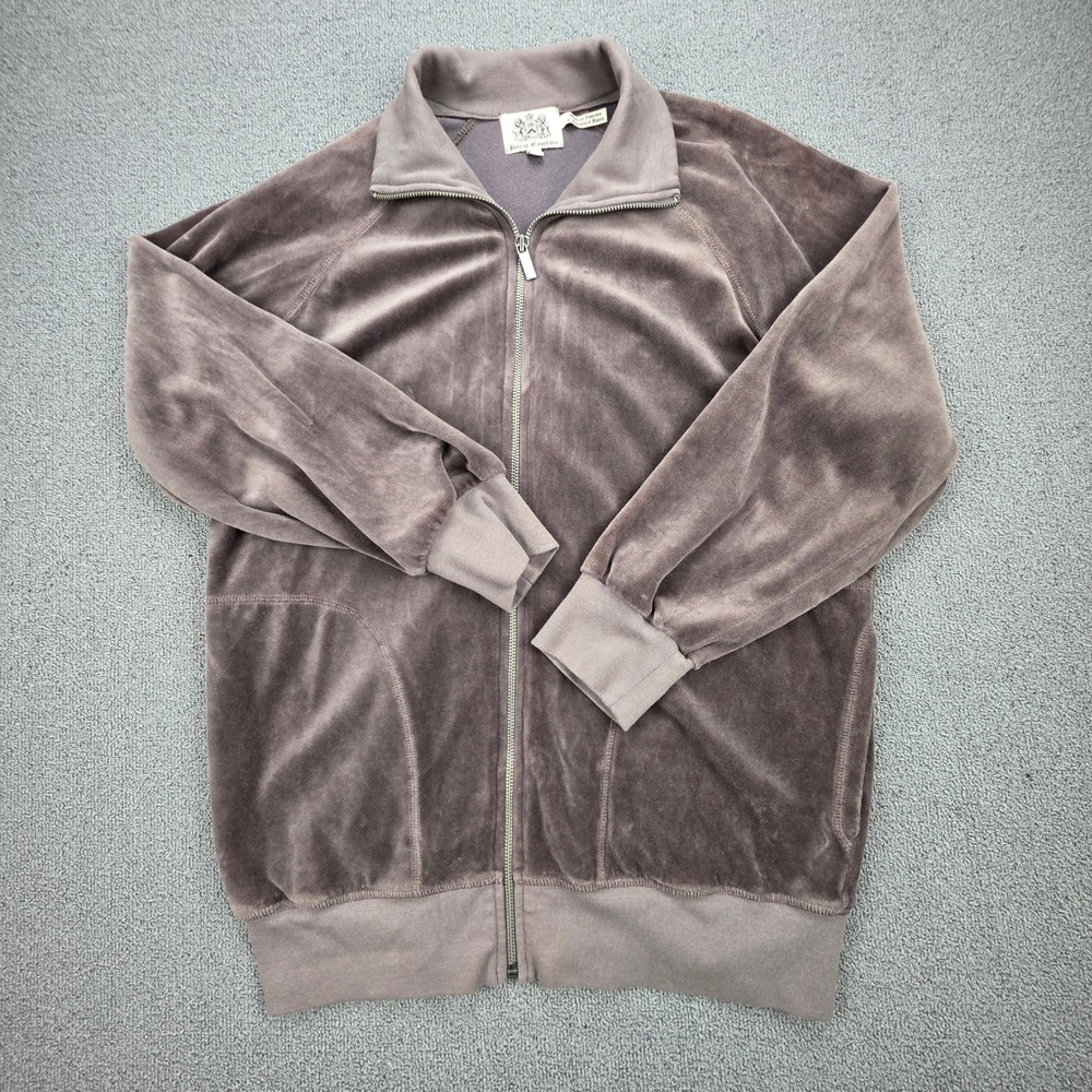 Juicy Couture Velour Track Jacket Women Brown Y2K Zip Up Largeโ